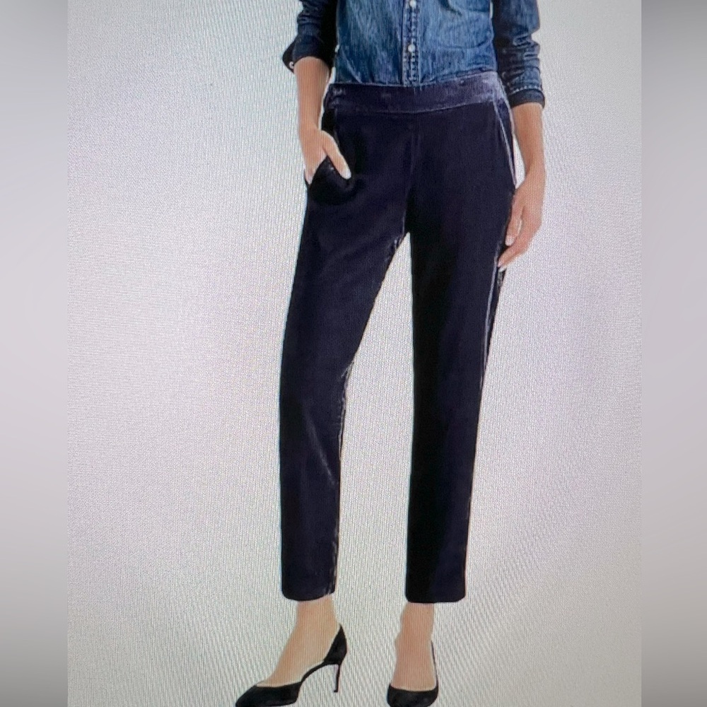 NWT✨J.CREW✨Black Crushed Velvet Ankle/Cropped Slim Pants